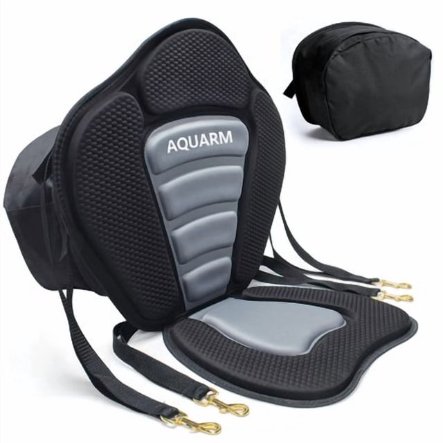 Aquarm Kayak Seat Deluxe Padded Canoe Seat Adjustable Kayak Backrest Replacement Seat Cushion Pad Back Support With Detachable Back Storage Bag For Universal Sit