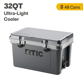 RTIC 32 QT Ultra-Light Hard-Sided Ice Chest Cooler, Dark Grey and Cool Grey, Fits 48 Cans