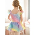 thumbnail image 3 of Oudiya 3-9 Years Ruffle Sleeve Ballet Leotard Rainbow Dance Dress Tutu Skirt Outfits for Girls Gymnastics, 3 of 5