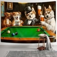 thumbnail image 3 of Dogs Playing Billiards Tapestry,Unique Dog drinking Beer Scenes Tapestries,Retro Painting Funny Animals Art Wall Hanging,for Bedroom Living Room Dorm TV Background,60X50IN, 3 of 5