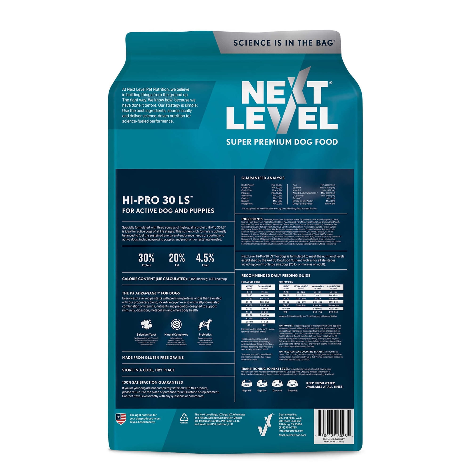 (8 pack) Next Level Hi-Pro 30 LS Dry Dog Food, 4 lb Bag