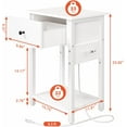 thumbnail image 3 of Nightstand with Charging Station, Bedside Tables with Large Drawer and Storage Shelf, Bed Side Table/Night Stand with USB Ports & Outlets, Industrial Side Table End Table for Bedroom, White, 3 of 14