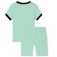 thumbnail image 3 of WhouRiu Toddler Boys Pajama Sets Cartoon Print Short Sleeve T-Shirt and Shorts Kids Summer Sleepwear Set Green,Sizes 6-7, 3 of 3