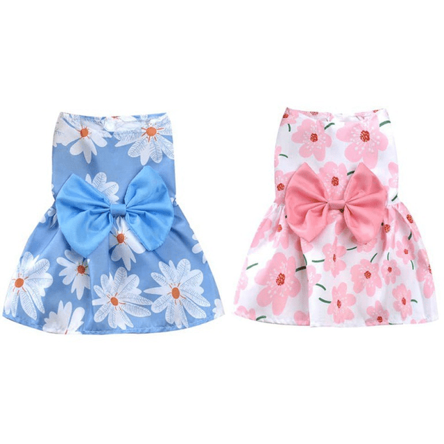 Paquete de 2 vestidos para perros, falda para mascotas, ropa para perros, vestidos con pajarita para perros pequeños, niñas y gatos Namotu CPB-DE-LYY2033-1