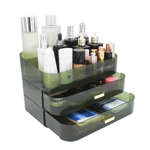 Organizador de maquillaje JONKASIPA con 2 cajones para Vanity-Green