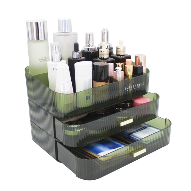 Organizador de maquillaje JONKASIPA con 2 cajones para Vanity-Green