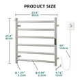 thumbnail image 3 of Dextrus 6 Bars Heated Towel Rack, Electric Towel Heater Warmer w/ Timer, Wall-Mounted Plug-in Bath Towel Warmer for Bathroom, Stainless Steel, Silver, 3 of 7