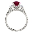 thumbnail image 3 of Mauli Jewels Rings for Women 0.70 Carat Diamond And Round Shaped Created Ruby Ring 4-prong 10K White Gold, 3 of 6