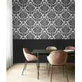 thumbnail image 6 of NextWall  Black Damask Peel and Stick Removable Wallpaper - 20.5 in. W x 18 ft. L, 6 of 9