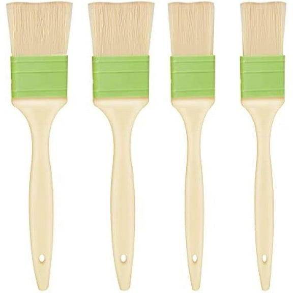 Set of 4 Pastry Brushes (1 Inch, 1 1/2 Inch) Basting Oil Brush to spread butter, oil, or egg wash on bread and pastries, or to apply sauces when grilling and barbecuing