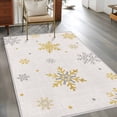 thumbnail image 3 of Christmas Area Rug 3x5 FT, Non Slip Entryway Bedside Carpet, Yellow Grey Winter Snowflake Rustic Washable Soft Floor Carpet Indoor Mat Non-Shedding Throw Rug for Dorm Kitchen Home Office, 3 of 9