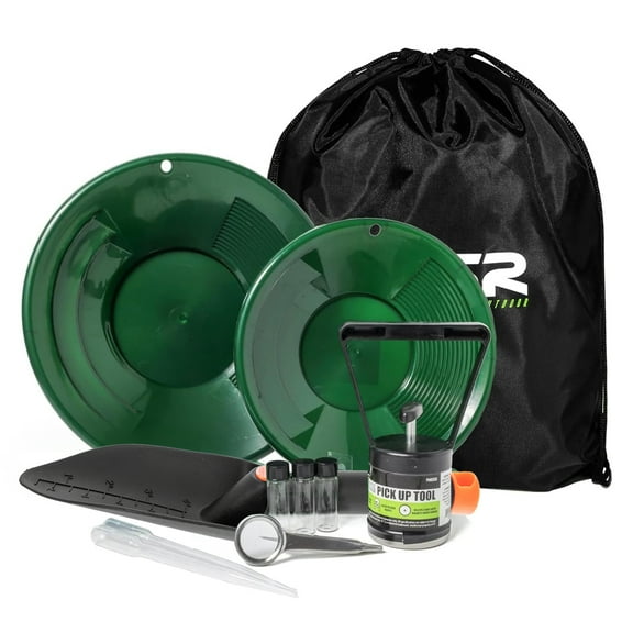 10pc ASR Outdoor Gold Panning Kit Gold Rush Prospecting Tools Accessories Green