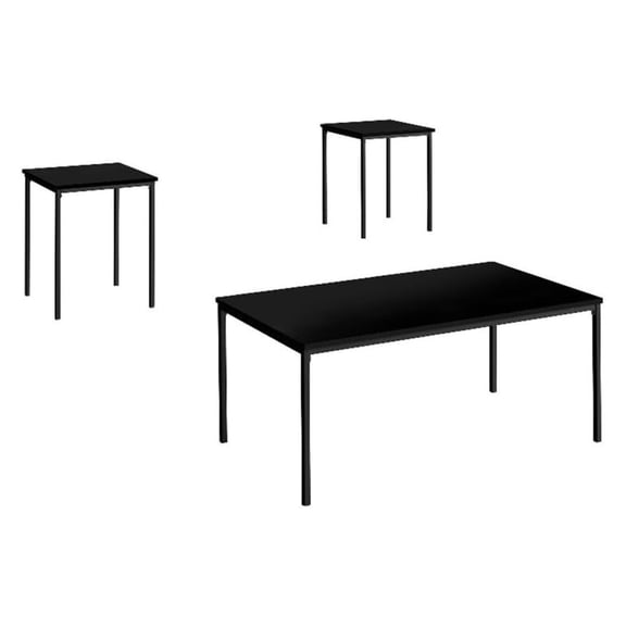 7894p, 3pcs, Coffee, End, Black Metal, Laminate, Contemporary TABLE SET, 42" L x 22" W x 18" H