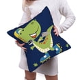 thumbnail image 6 of Bingfone Dino Playing Roller Skate Linen Throw Pillow Covers Cushion Case Pocket Button Vintage Farmhouse Pillowcase for Sofa Couch Bed 20"x20", 6 of 9