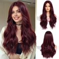thumbnail image 1 of Yanonmyfd 24 Inches Long Wavy Purple Wig for Women Natural Synthetic Hair Heat Resistant Ombre Wigs with Dark Roots for Daily Party Cosplay Wear, 1 of 28