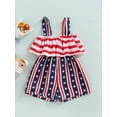 thumbnail image 5 of aturustex 4th of JUIy Children Girl Playsuit Star Stripe Print Elastic High Waist Ruffle Decor Chest Jumpsuit Independence Day(Red, 4-12 Years), 5 of 9