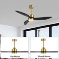 thumbnail image 3 of WINGBO  52-inch 3-Blades Indoor Celiing Fan with LED Light & Remote - N/A Gold and Black, 3 of 5
