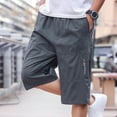 thumbnail image 3 of sunsanly Summer Cropped Pants Elastic Waist Zipper Fly Shorts with Zippered Pockets Straight Wide Leg Athletic Shorts Streetwear, 3 of 8