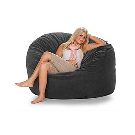 Jaxx Sac 5 ft. Black Microsuede Foam Bean Bag