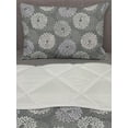 thumbnail image 3 of Floral Comforter & Sham Bedding Set, Abstract Illustration of Dahlia Flowers Composition Petal Prints, 3 pcs Duvet Set Microfiber Filling Quilt, 5 Sizes, Grey Dimgrey and Coconut, by Ambesonne, 3 of 4