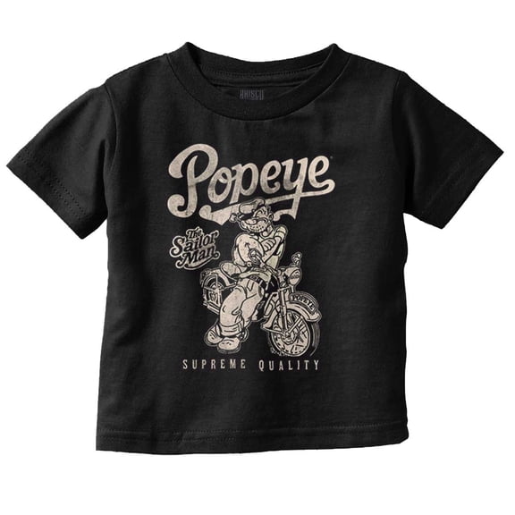 Popeye Biker Supreme Motorcycle Toddler Boy Girl T Shirt Infant Toddler Brisco Brands 6M
