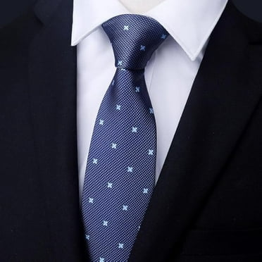 Hoppin Gee Men's Blue Floral Plaid Necktie, For Wedding, Business, Party Occasions.