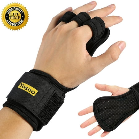 Yosoo Pull Up Gloves (Pair) with Wrist Support for Cross Training, WODs, Gym Workout with Micro Fiber Padding to Avoid Calluses，Best Weightlifting Gloves for Men &