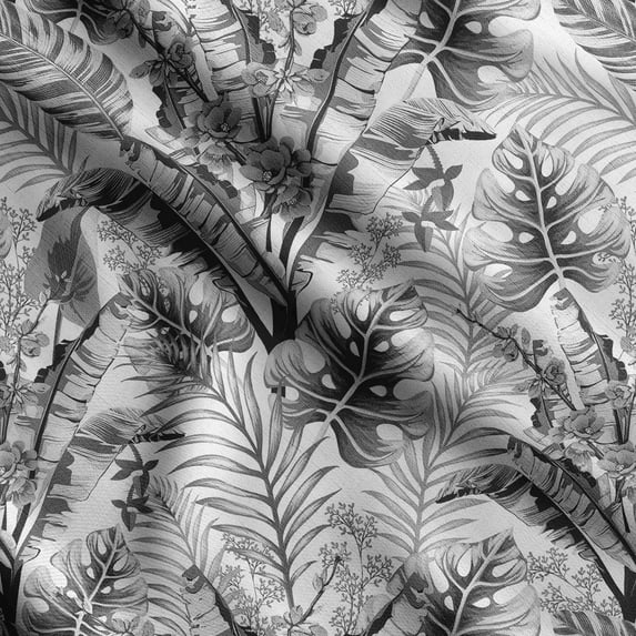 Soimoi Leaves Print,Cotton Poplin, Sewing Fabric Sold by The Yard 42 Inch Wide,Sewing Craft Quilting/Quilt Making Fabric, Gray