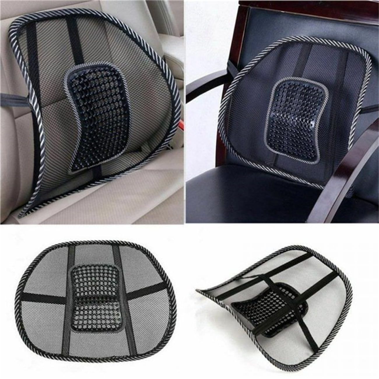 Car Back Support Chair Wood Beads Chair Support Massage Lumbar Waist  Cushion Mesh Ventilate Cushion Pad For Car Office Trusted - AliExpress