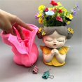 thumbnail image 3 of Silicone Mold Flower Fairy Prayer Flower Pot Resin Gypsum Crystal Dropping Glue Tool DIY Handmade Crafts Pink, 3 of 5
