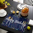 thumbnail image 3 of Happy Birthday Placemats Set of 6, Navy Blue Modern Abstract Art Placemats for Dining Table, Place Mats for Kitchen Tabletop, Waterproof Wipeable Dining Table Mats Set, 3 of 9