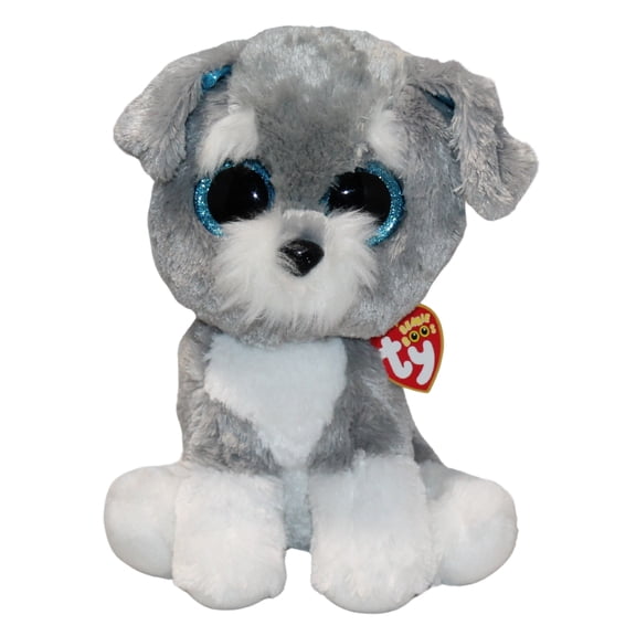 Ty Beanie Boos - Whiskers the Schnauzer  – Medium (9")  – Glitter Eyes  - Stuffed Animal