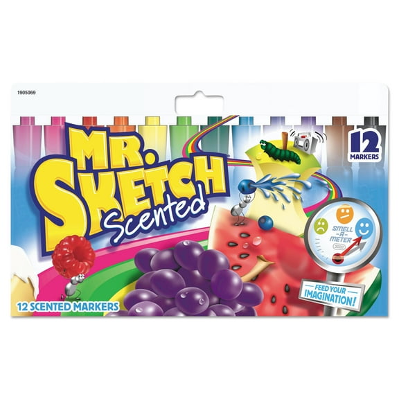 Mr. Sketch Scented Watercolor Marker Chisel Tip 12 Colors 12/Set 1905069