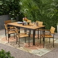 thumbnail image 2 of Noble House Florence 7 Piece Wood Top Patio Dining Set in Teak and Black, 2 of 12