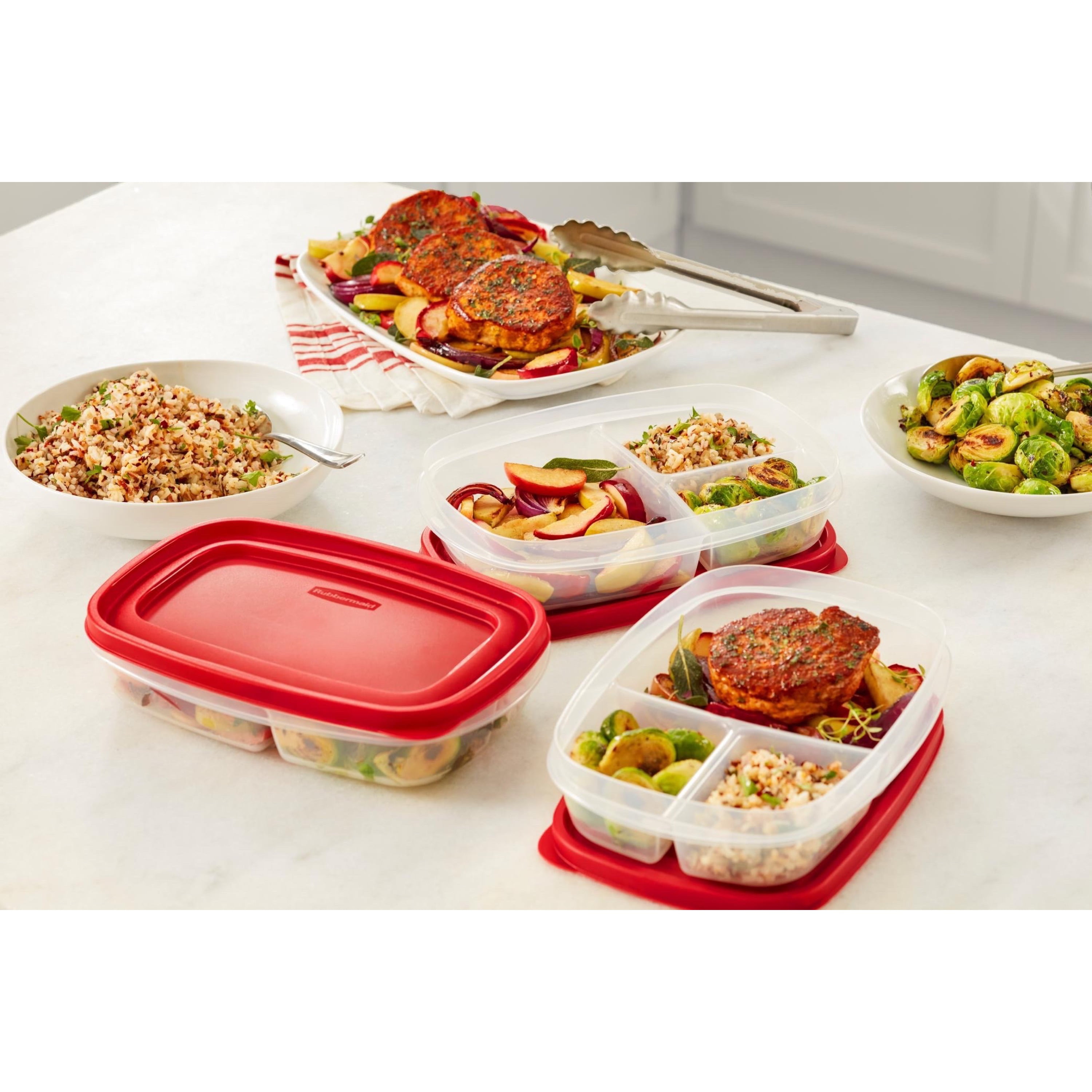  Rubbermaid 16-Piece Food Storage Containers, Red & 32-Piece Food  Storage Containers with Lids for Lunch, Meal Prep, and Leftovers,  Dishwasher Safe, 5-Cup, Black: Home & Kitchen