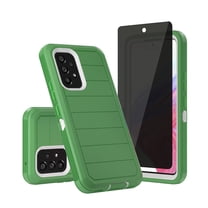 Xhy Samsung Galaxy A53 5G Case with Privacy Screen Protector Military Grade Full Body Multilayer Drop Shock Protection 3 in 1 Rugged Durable Detachable for Samsung A53 5G Phone - Green White