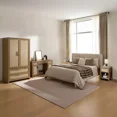 thumbnail image 2 of SICOTAS 4-Piece Rattan Bedroom Furniture Set-71"H Wardrobe Closet with 2 Drawers and Hanging Rod, 52"W Vanity Desk with 3 Drawers and 2 Storage Cabinets, 25"H Nightstand Set of 2, Natural Oak, 2 of 14