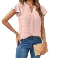 thumbnail image 2 of BangWanChi Womens Blouses Formal Fashion Women's Summer V-Neck Solid Short Sleeve Sexy Top Blouse, 2 of 5