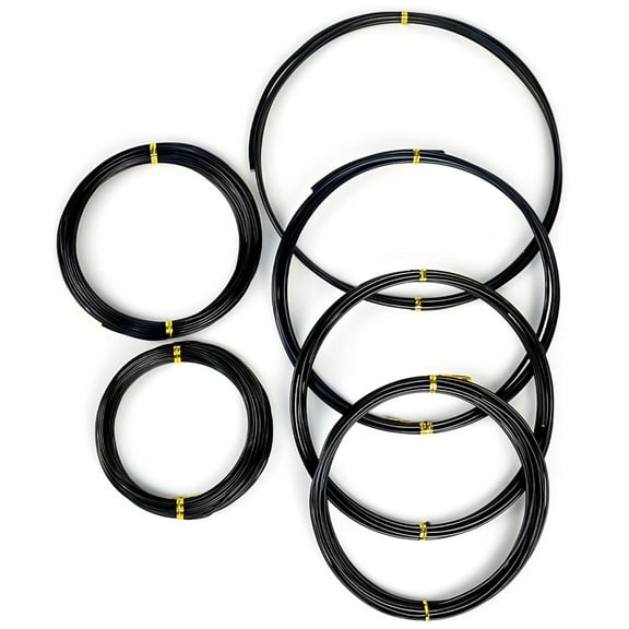 Bonsai Wire, 6 Sizes of 1mm, 1.5mm, 2mm, 2.5mm, 3mm, 4mm Black Aluminum Wire, Total 152 Feet Bonsai Tool Kit, 300 Grams Bonsai Tree Wire for Bonzai Trees Indoor by MoHern