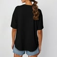 thumbnail image 3 of NAMTYQX Floral Tops for Women Breathable Crew Neck Loose Fit Short Sleeve Plus Size Gemusterte Printed Trending Lightweight Womens Tops Casual Black Size 2XL, 3 of 4