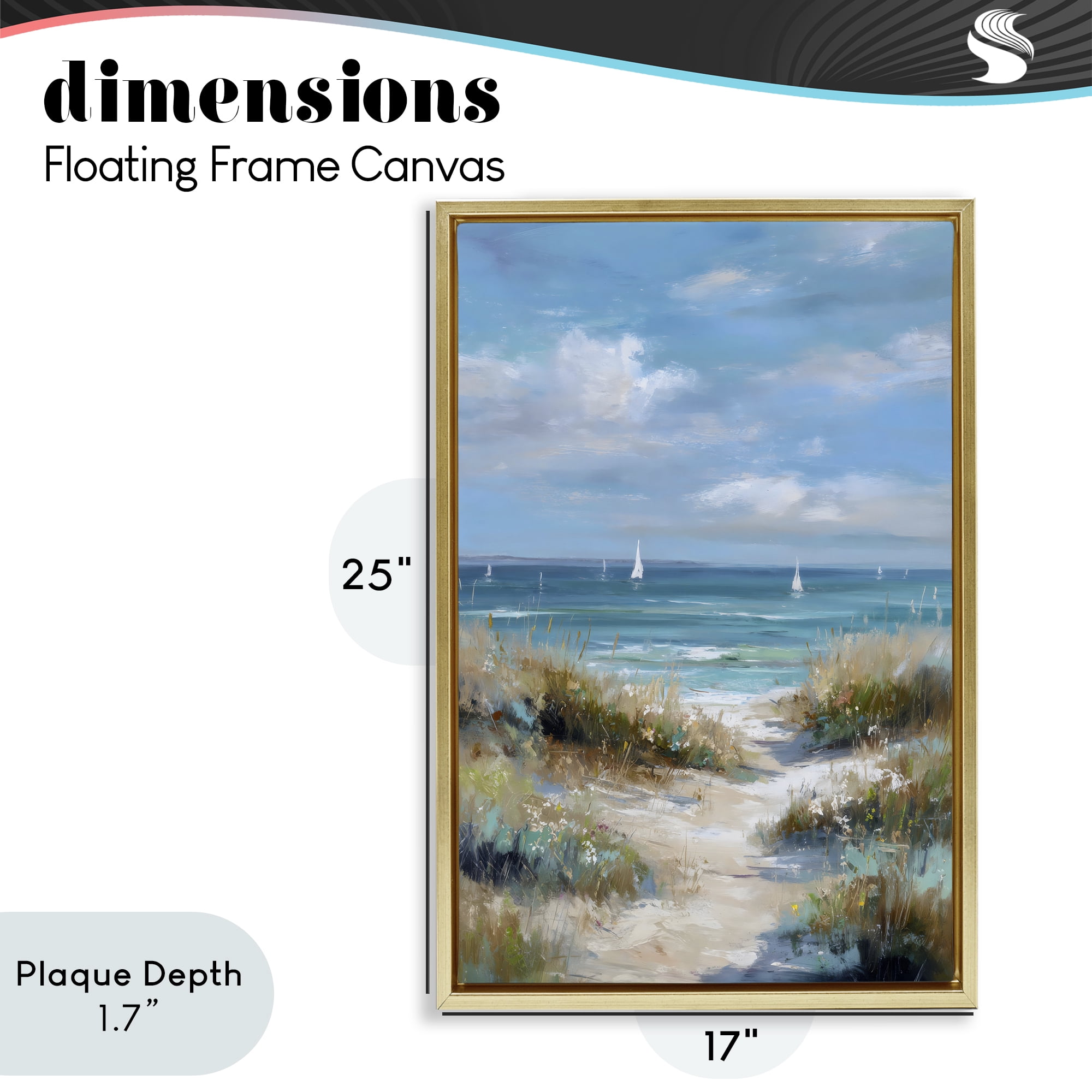 Stupell Industries Sailboat Path Impression Gold Framed Floater Canvas Wall Art, design by Petal Prints Design