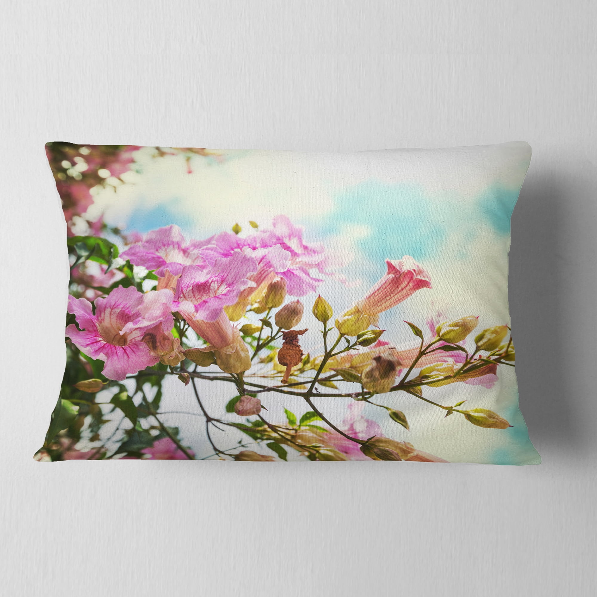 Designart 12" x 20" Pink Polyester Throw Pillow