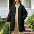 thumbnail image 3 of DAFPZW Mid-Long Quilted Jackets for Women Button Down Winter Coats Lightweight Loose Puffer Padded Outerwear with Pockets, 3 of 6
