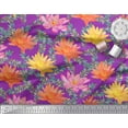 thumbnail image 2 of Soimoi Purple Poly Georgette Fabric Leaves & Water Lily Floral Print Fabric by the Yard 52 Inch Wide, 2 of 3