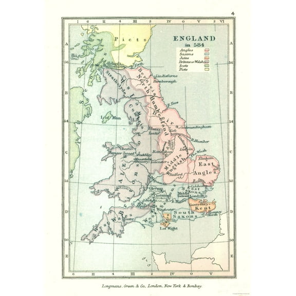 Historic Map - England 584 - Gardiner 1902 - 23 x 32.84 - Vintage Wall Art
