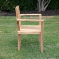 thumbnail image 3 of Ash & Ember Grade A Teak 2 Pack Classic Stacking Armchairs, Weather Resistant Patio Lounge Chair for Deck, Porch, or Backyard, Gently Curved Seat and Back with Vertical Slats, Indoor Outdoor Use, 3 of 6