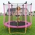 thumbnail image 3 of Arspjes 5.5 FT Trampoline for Kids,Indoor Outdoor Trampoline with Safety Enclosure Net,U-Shaped Stable Legs, Foam Padded Poles,Pink, 3 of 15
