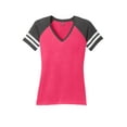 thumbnail image 5 of District Made Ladies Game V Neck Tee-XS (Heathered Watermelon/ Heathered Charcoal), 5 of 6