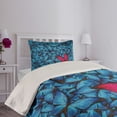 thumbnail image 4 of Ambesonne Tropical Quilted Coverlet 2 Pcs, Large Bugs Lepidoptera, Twin Size, Pink Blue Brown, 4 of 5