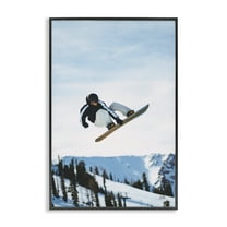 Stupell Industries Snowboarder Air Tricks Sports Photography Black Framed Art Print Wall Art, 20 x 30